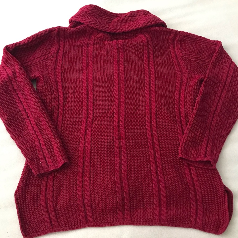 Cable Knit Red Sweater - Picture 2 of 3